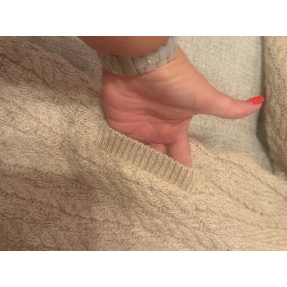Aran Crafts Ireland Merino Wool Cable Knit Sweater Coat Cardigan Women Cream M - Picture 12 of 13